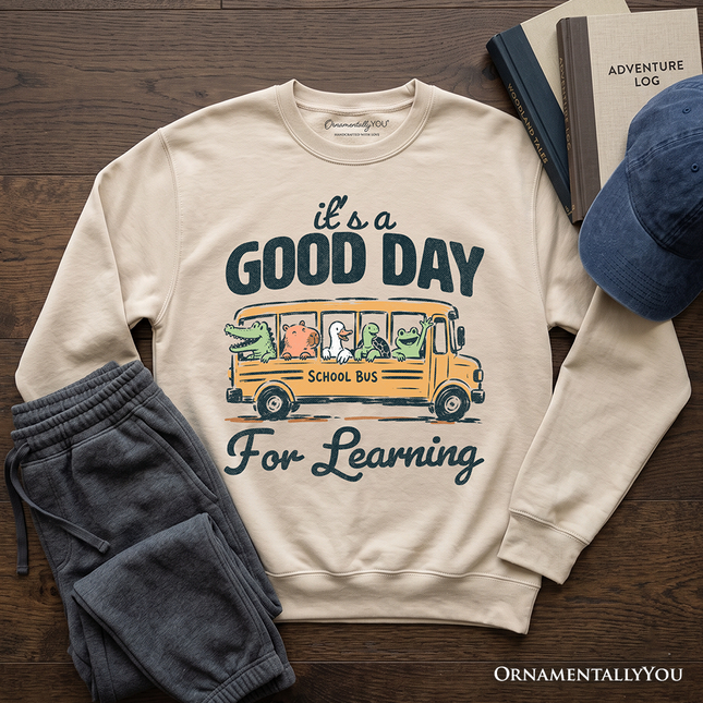 Vintage Good Day for Learning School Bus Sweatshirt, Back to School Sweater - Dashing Nova