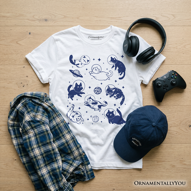Kids Cats in Space Retro T-Shirt, Funny Astronaut Tee for Youth - Dashing Nova
