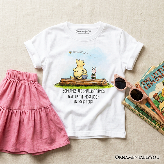 Kids Heartwarming Winnie-the-Pooh Quote T-Shirt, 1926 A.A. Milne Small Things Friendly Tee for Youth - Dashing Nova