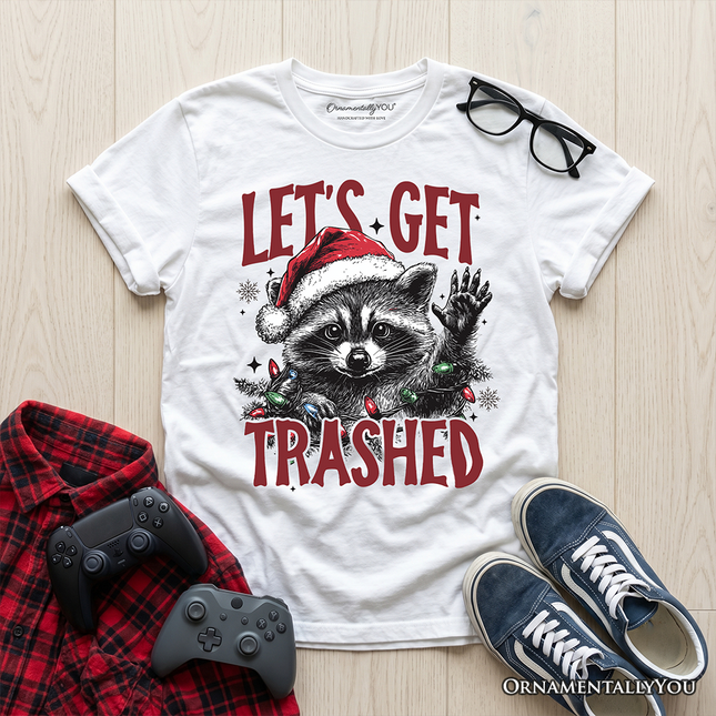 Kids Let's Get Trashed Christmas Raccoon T-Shirt, Funny Youth Tee - Dashing Nova