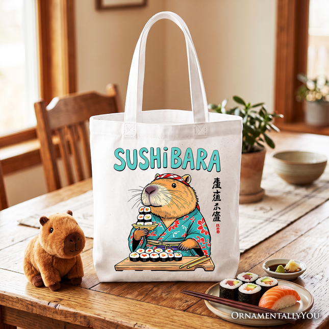 Sushibara Capybara Tote Bag, Funny Sushi Animal Gift Shopper - Dashing Nova