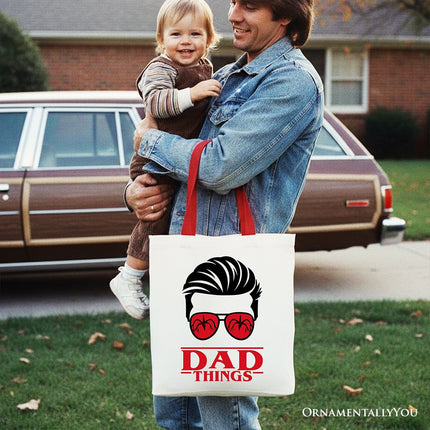 Dad Things Retro Canvas Tote Bag, Red Glasses Family Matching Gift Shopper - Dashing Nova