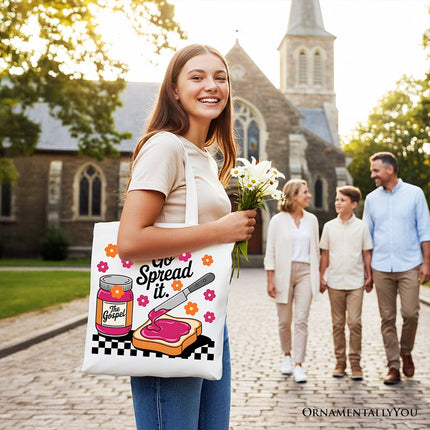 Go Spread It Christian Tote Bag, Cute Gospel Jam and Toast Gift Shopper - Dashing Nova