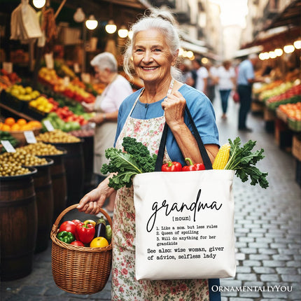 Grandma Definition Canvas Tote Bag, Funny Gift Shopper for Nana - Dashing Nova
