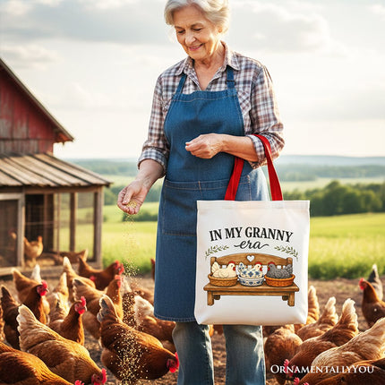 In My Granny Era Chicken Vintage Tote Bag, Cozy Farmhouse Country Grandma Gift Shopper - Dashing Nova