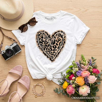 Kids Leopard Heart Valentine T-Shirt, Watercolor Love Tee for Youth - Dashing Nova