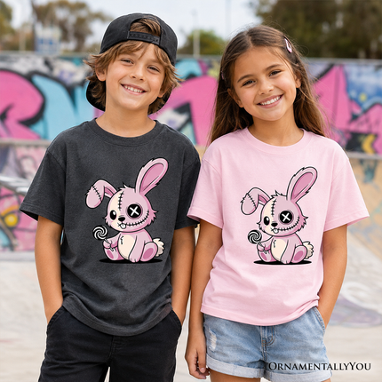 Kids Pink Zombies Bunny Cute T-Shirt, Cute Gothic Youth Halloween Tee - Dashing Nova