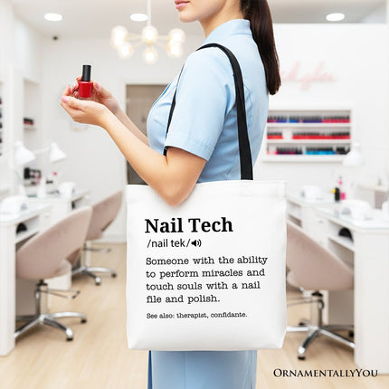 Nail Tech Definition Canvas Tote Bag, Funny Gift Shopper for Nail Hustler - Dashing Nova