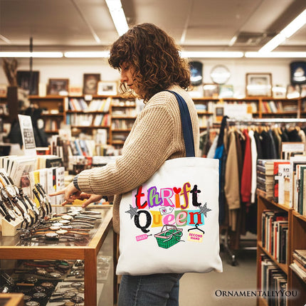 Thrift Queen Tote Bag, Colorful Second Hand Shopping Gift Shopper - Dashing Nova