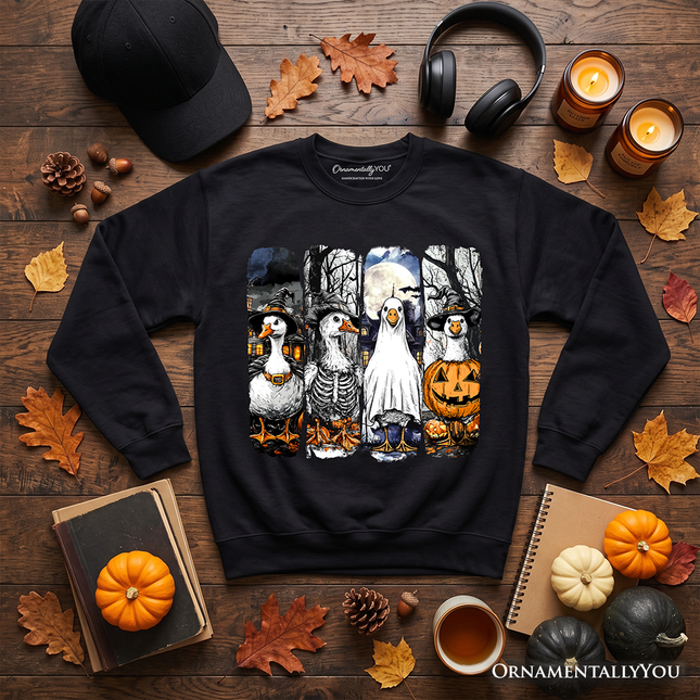 Halloween Goose in Costume Sweatshirt, Spooky Fall Geese Sweater for Bird Enjoyers - Dashing Nova