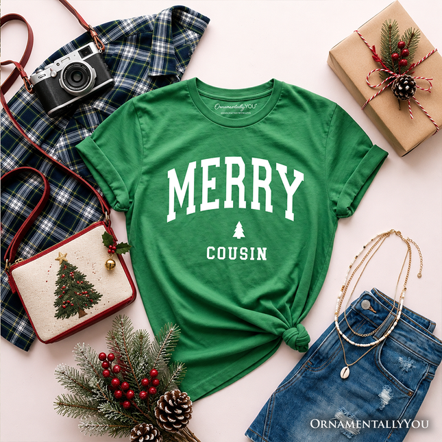 Kids Merry Cousin Retro Christmas T-Shirt, Matching Family Holiday Youth Tee - Dashing Nova