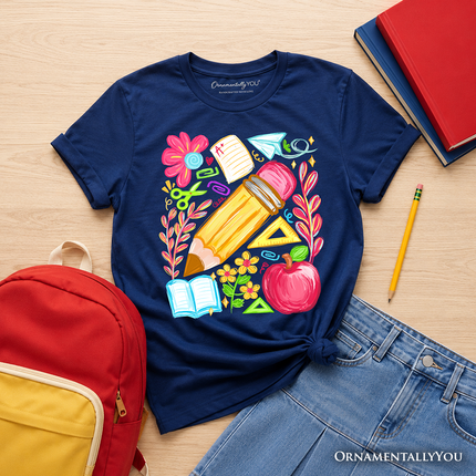 Kids Floral Student Pencil T-Shirt, Colorful Back to School Tee for Youth - Dashing Nova