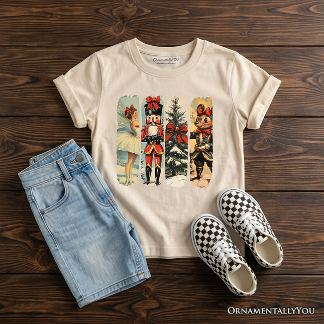 Kids Ballet and Nutcracker Christmas T-Shirt, Coquette Bow and Mouse Youth Vintage Holiday Tee - Dashing Nova