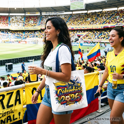 Colombia 2026 Soccer Cup Global Championship Tote Bag, Fans Football Gift Shopper - Dashing Nova