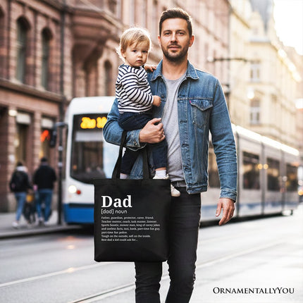 Dad Definition Canvas Tote Bag, Funny Fathers Day Gift Shopper - Dashing Nova