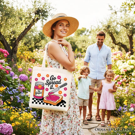 Go Spread It Christian Tote Bag, Cute Gospel Jam and Toast Gift Shopper - Dashing Nova