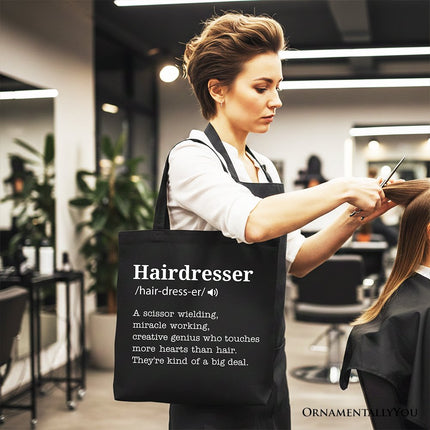 Hairdresser Definition Canvas Tote Bag, Funny Gift Shopper for Creative and Talented Stylists - Dashing Nova