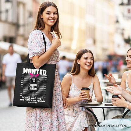 I Once Was Lost But Now I Am Found Luke 15:10 Christian Tote Bag, Wanted Black Sheep Gift Shopper - Dashing Nova