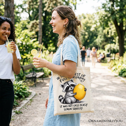 Lemon Squeezy Raccoon Tote Bag, Funny Gift Shopper for Sarcastic People - Dashing Nova