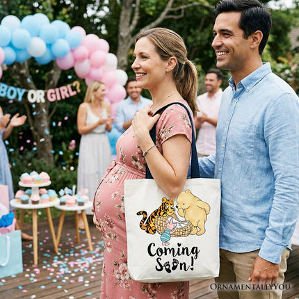 Pregnancy Announcement Winnie-the-Pooh Tote Bag 1926 A.A. Milne Baby Coming Soon Mom Gift Shopper - Dashing Nova