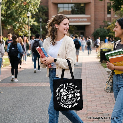 Some Days I Rock It Some Days It Rocks Me Tote Bag, Funny Gift Shopper for Fun Teachers - Dashing Nova