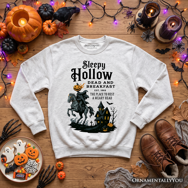 Headless Horseman Sleepy Hollow Halloween Light Sweatshirt, Dead and Breakfast Retro Sweater - Dashing Nova