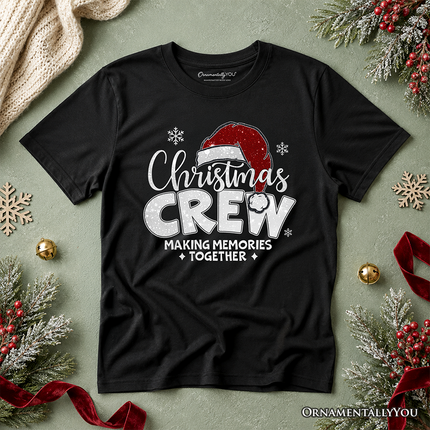 Kids Christmas Crew T-Shirt, Glitter Santa Hat Youth Tee for Making Memories - Dashing Nova