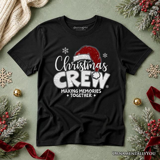 Kids Christmas Crew T-Shirt, Glitter Santa Hat Youth Tee for Making Memories - Dashing Nova
