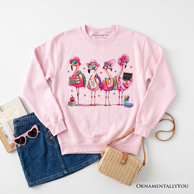 Flamingo Back to School Sweatshirt, Cute Sweater With Tropical Birds - Dashing Nova