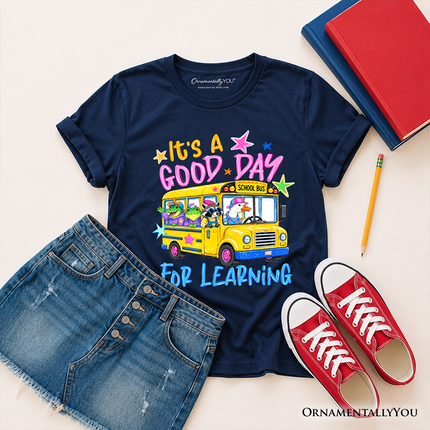 Kids School Bus Good Day for Learning T-Shirt, Funny Back to School Youth Tee - Dashing Nova