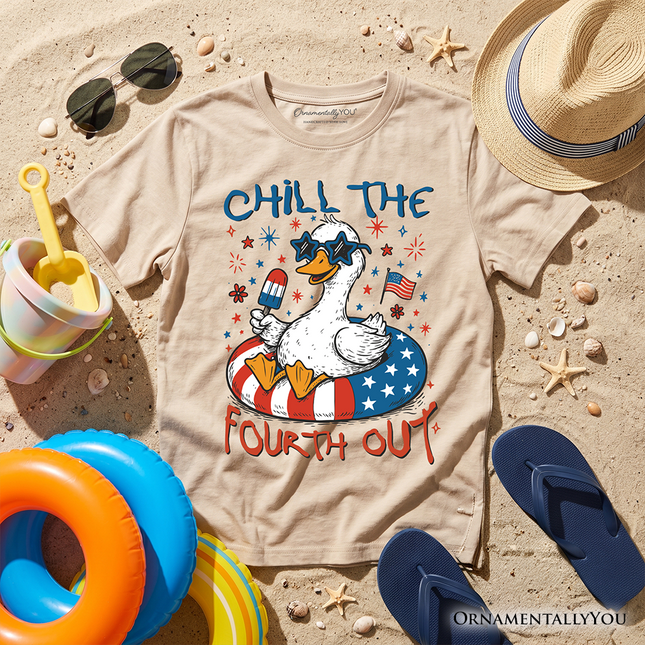 Kids Chill The Fourth Out Goose T-Shirt, Funny Youth Patriotic 4th of July Tee - Dashing Nova