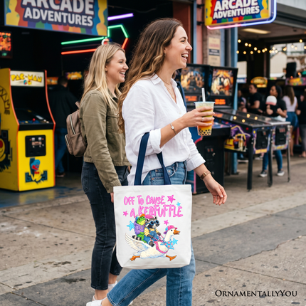 Off To Cause A Kerfuffle Tote Bag, Frog Raccoon Goose Funny Animal Gift Shopper - Dashing Nova