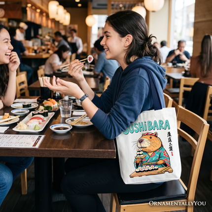 Sushibara Capybara Tote Bag, Funny Sushi Animal Gift Shopper - Dashing Nova