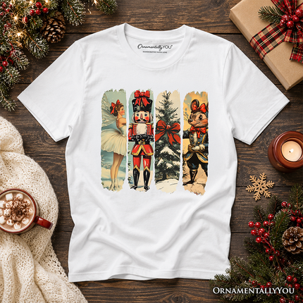 Kids Ballet and Nutcracker Christmas T-Shirt, Coquette Bow and Mouse Youth Vintage Holiday Tee - Dashing Nova