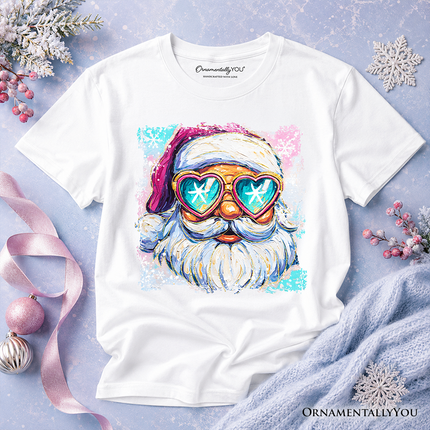 Kids Merry Christmas Santa Sunglasses Christmas T-Shirt, Funky Retro Holiday Youth Tee - Dashing Nova
