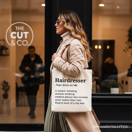 Hairdresser Definition Canvas Tote Bag, Funny Gift Shopper for Creative and Talented Stylists - Dashing Nova