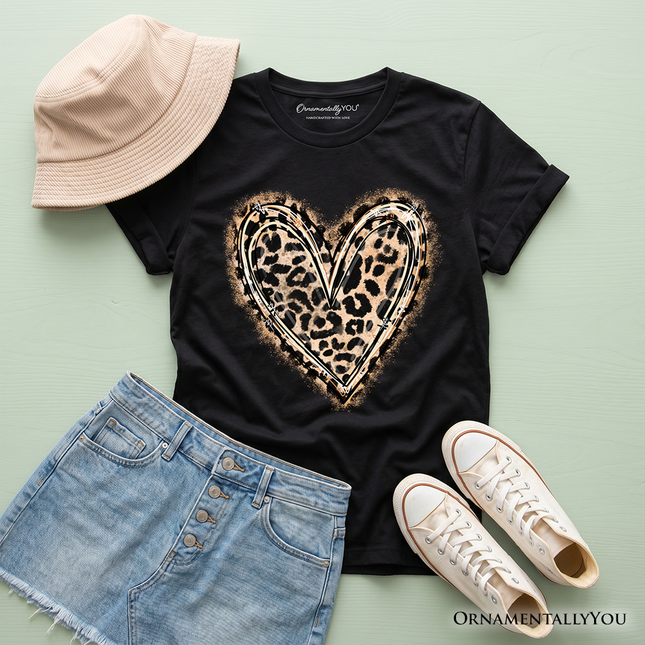 Kids Leopard Heart Valentine T-Shirt, Watercolor Love Tee for Youth - Dashing Nova