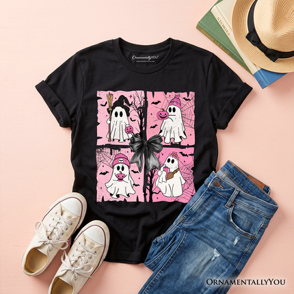 Kids Pink Halloween Ghost T-Shirt, Coquette Spooky Season Tee for Youth - Dashing Nova