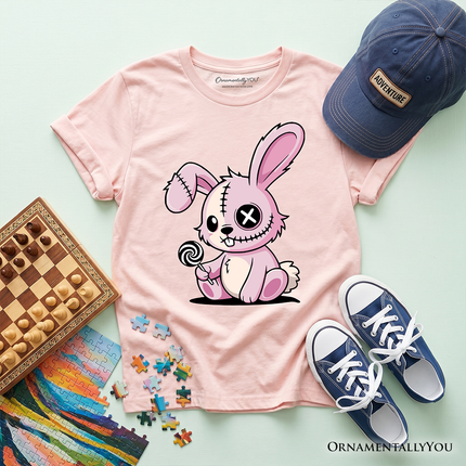 Kids Pink Zombies Bunny Cute T-Shirt, Cute Gothic Youth Halloween Tee - Dashing Nova