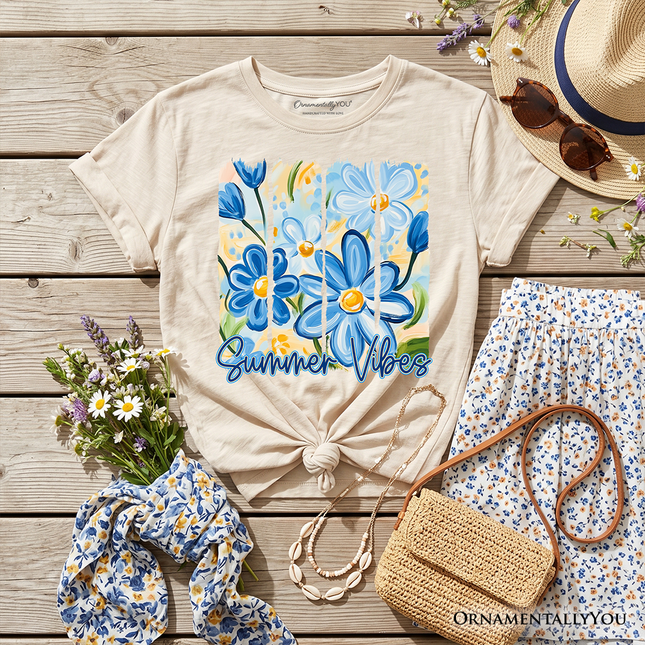 Kids Summer Vibes Brushstroke Flowers T-Shirt, Youth Aesthetic Tee - Dashing Nova