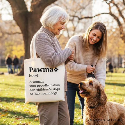Pawma Definition Canvas Tote Bag, Funny Dog Lovers Mom Gift Shopper - Dashing Nova