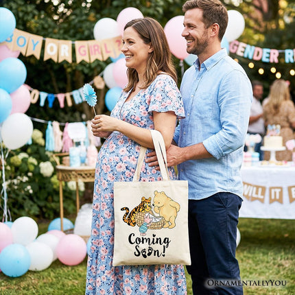 Pregnancy Announcement Winnie-the-Pooh Tote Bag 1926 A.A. Milne Baby Coming Soon Mom Gift Shopper - Dashing Nova