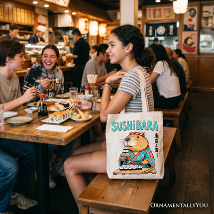 Sushibara Capybara Tote Bag, Funny Sushi Animal Gift Shopper - Dashing Nova