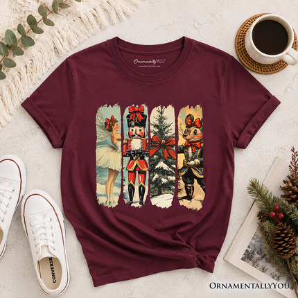 Kids Ballet and Nutcracker Christmas T-Shirt, Coquette Bow and Mouse Youth Vintage Holiday Tee - Dashing Nova