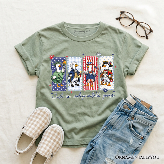 Kids Just An Independent Goose Patriotic T-Shirt, Funny Youth 4th of July Tee - Dashing Nova