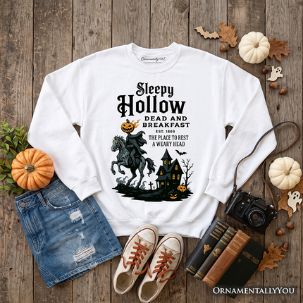Headless Horseman Sleepy Hollow Halloween Light Sweatshirt, Dead and Breakfast Retro Sweater