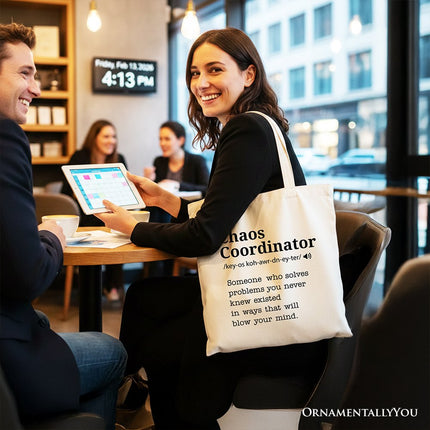 Chaos Coordinator Definition Canvas Tote Bag, Funny Gift Shopper for Busy Moms - Dashing Nova