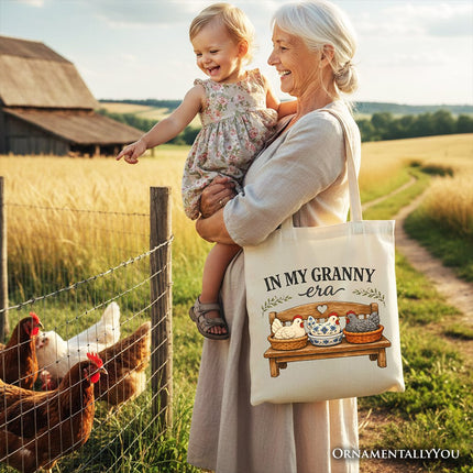 In My Granny Era Chicken Vintage Tote Bag, Cozy Farmhouse Country Grandma Gift Shopper - Dashing Nova