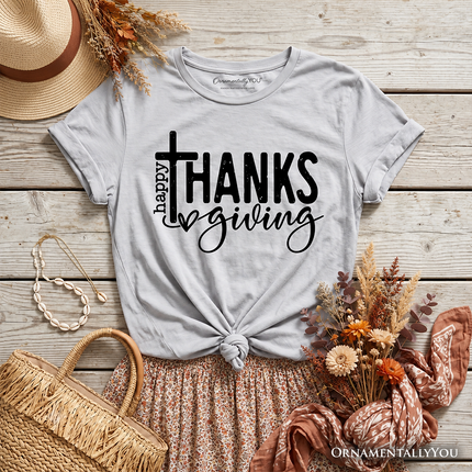 Kids Happy Thanksgiving Minimalist T-Shirt, Christian Religious Fall Tee for Youth - Dashing Nova