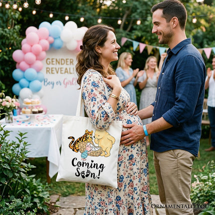 Pregnancy Announcement Winnie-the-Pooh Tote Bag 1926 A.A. Milne Baby Coming Soon Mom Gift Shopper - Dashing Nova